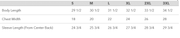 sizing chart for baseball tee 
